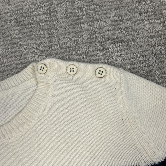 Talbots Sweater Womens Medium Ivory Navy Holiday Christmas Tree Lambswool Soft - Picture 3 of 9